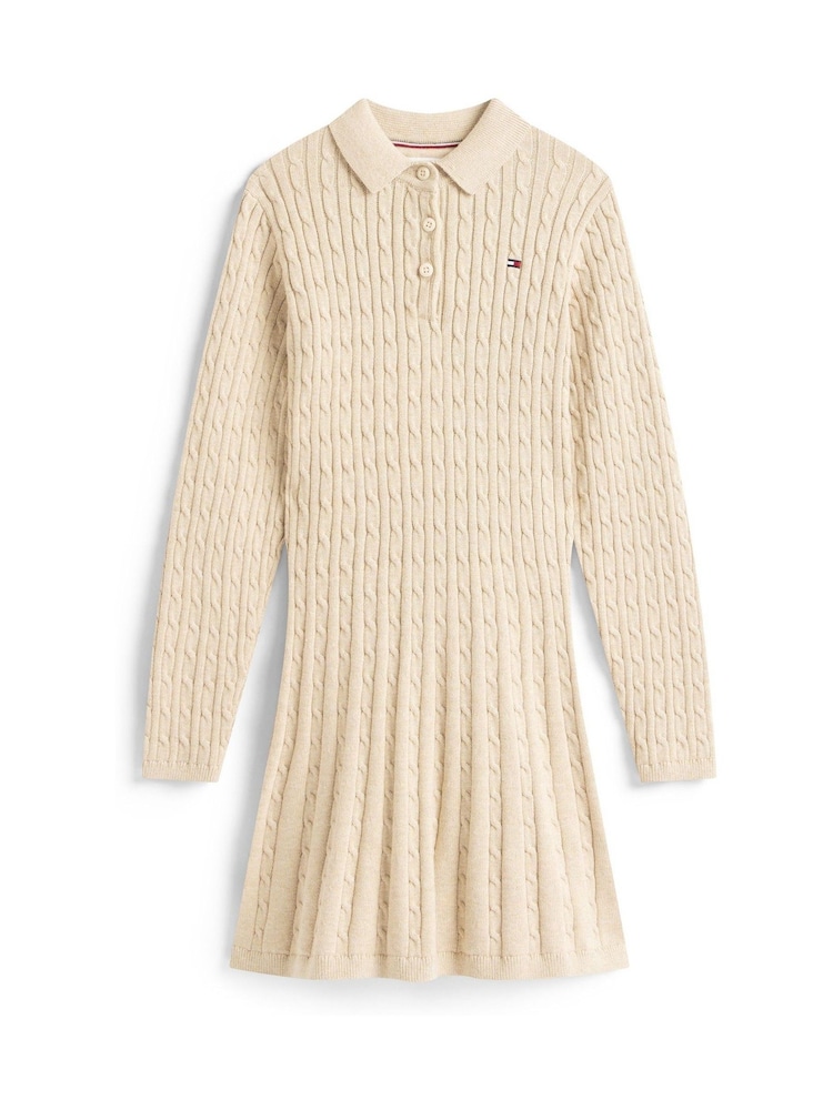Tommy Hilfiger Cream Cable Knit Polo Collar Jumper Dress - Image 5 of 5 Tommy Hilfiger Cream Cable Knit Polo Collar Jumper Dress - Image 5 of 5