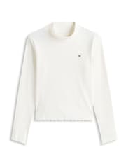 Tommy Hilfiger White Ribbed Extra Slim Mock Neck Top - Image 4 of 4