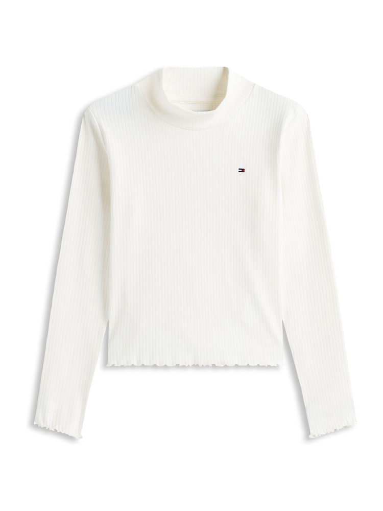 Tommy Hilfiger White Ribbed Extra Slim Mock Neck Top - Image 4 of 4 Tommy Hilfiger White Ribbed Extra Slim Mock Neck Top - Image 4 of 4