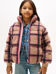 Tommy Hilfiger Relaxed Check Teddy Fleece Bomber Jacket - Bild 1 von 5