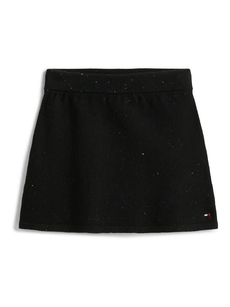 Tommy Hilfiger Black Sequin Rib-Knit A-Line Mini Skirt - Image 5 of 5 Tommy Hilfiger Black Sequin Rib-Knit A-Line Mini Skirt - Image 5 of 5