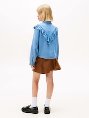 Tommy Hilfiger Blue Ruffle Relaxed Fit Blouse - Image 4 of 5