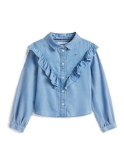 Tommy Hilfiger Blue Ruffle Relaxed Fit Blouse - Image 5 of 5