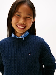 Tommy Hilfiger Blue Relaxed Cable Knit Jumper - Image 4 of 5