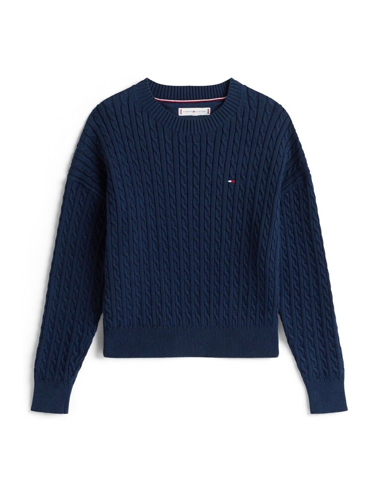 Tommy Hilfiger Blue Relaxed Cable Knit Jumper - Image 5 of 5 Tommy Hilfiger Blue Relaxed Cable Knit Jumper - Image 5 of 5