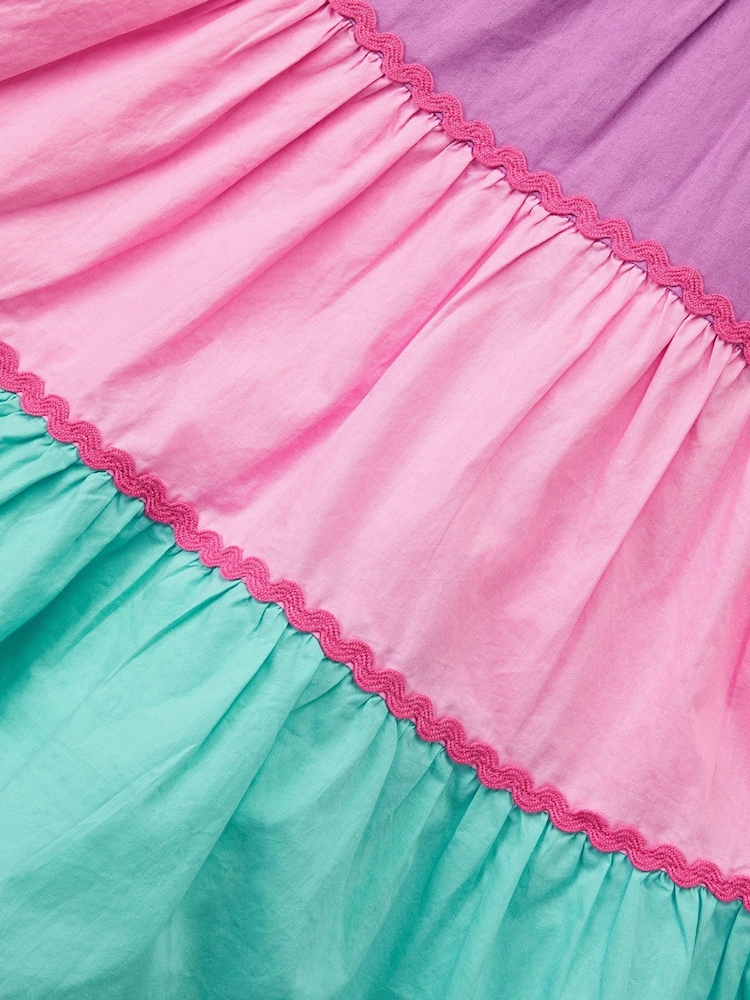 Monsoon Pink Sleeveless Smocked Colourblock Dress - Image 3 of 3 Monsoon Pink Sleeveless Smocked Colourblock Dress - Image 3 of 3