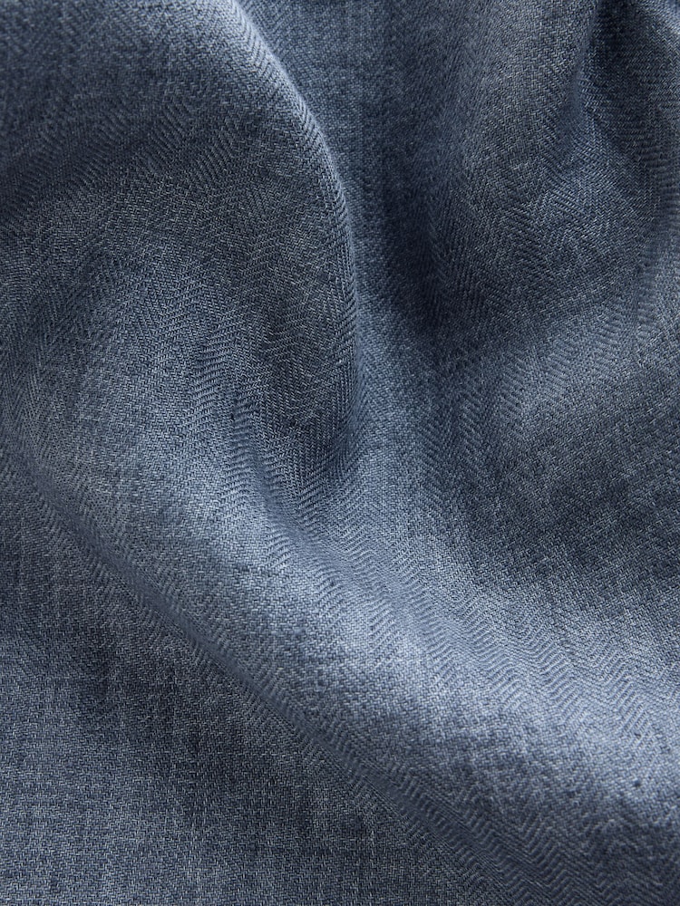 Blue Relaxed Fit Signature 100% Linen Heritage Herringbone Trousers - Image 10 of 10