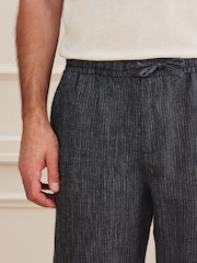 Navy Striped Relaxed Fit Signature Heritage Linen Trousers - Image 5 of 6