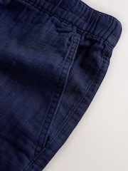 Indigo Blue Striped Baggy Fit 100% Cotton Trousers With Elasticated Waist - Image 3 of 3