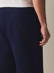 Indigo Blue Striped Baggy Fit 100% Cotton Trousers With Elasticated Waist - Image 6 of 9