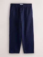 Indigo Blue Striped Baggy Fit 100% Cotton Trousers With Elasticated Waist - Image 7 of 9