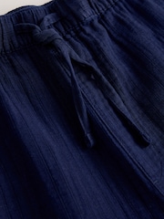 Indigo Blue Striped Baggy Fit 100% Cotton Trousers With Elasticated Waist - Image 8 of 9