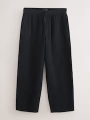 Black Honeycomb Baggy Fit 100% Cotton Trousers With Elasticated Waist - Image 6 of 8
