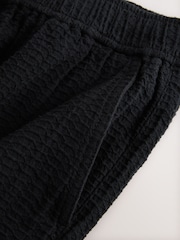 Black Honeycomb Baggy Fit 100% Cotton Trousers With Elasticated Waist - Image 8 of 8