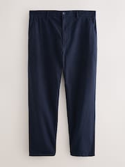 Navy Relaxed Tapered Fit Cotton Rich Summerweight Seersucker Textured Trousers With Stretch - Image 1 of 5