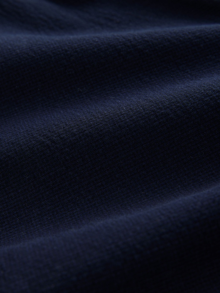 Navy Relaxed Tapered Fit Cotton Rich Summerweight Seersucker Textured Trousers With Stretch - Image 11 of 11