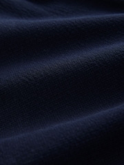 Navy Relaxed Tapered Fit Cotton Rich Summerweight Seersucker Textured Trousers With Stretch - Image 2 of 5