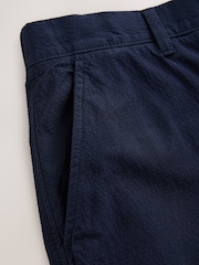 Navy Relaxed Tapered Fit Cotton Rich Summerweight Seersucker Textured Trousers With Stretch - Image 3 of 5