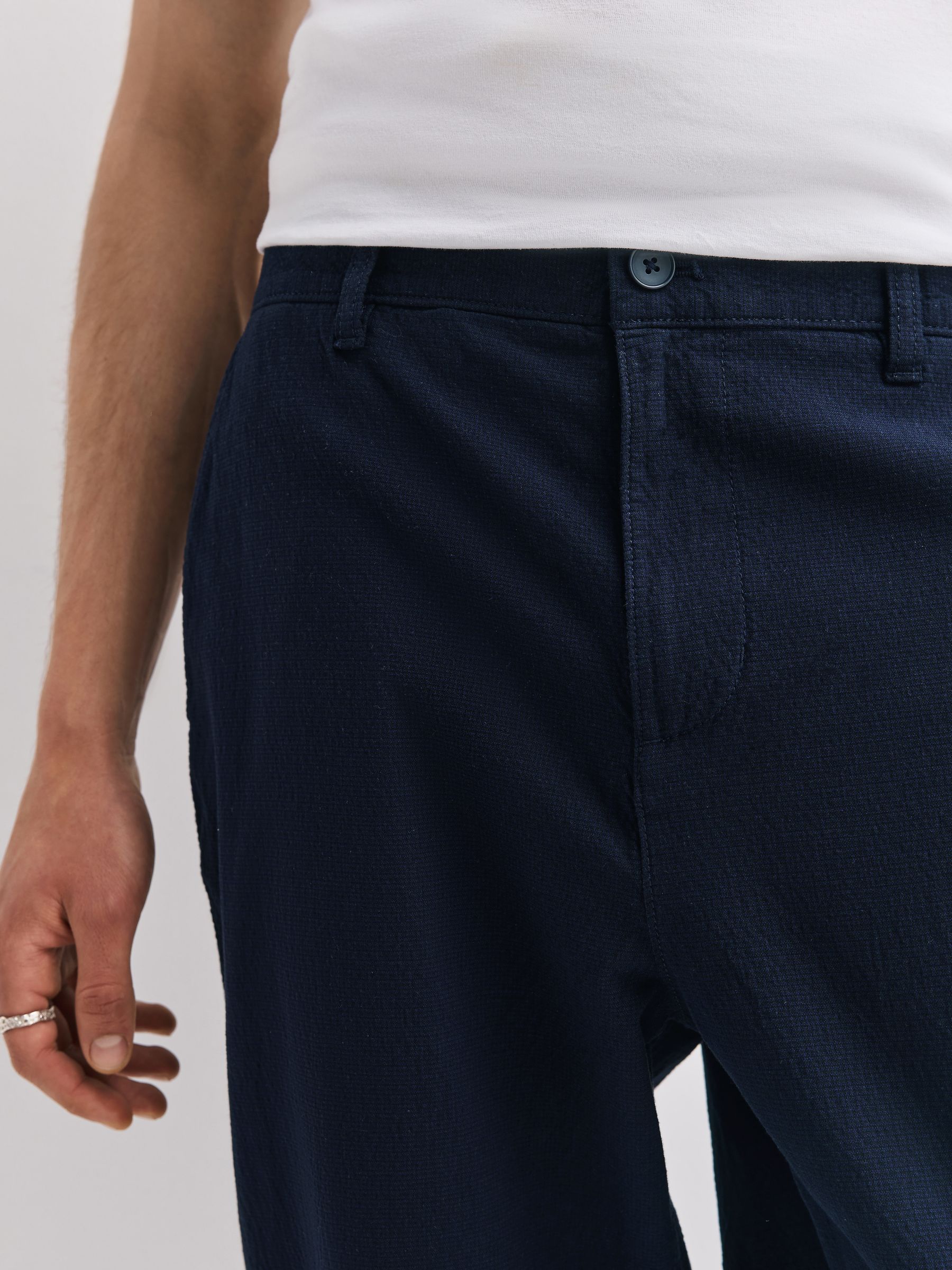 Buy Navy Blue Relaxed Tapered Fit Seersucker Trousers from Next USA