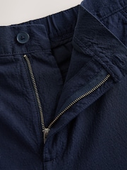 Navy Relaxed Tapered Fit Cotton Rich Summerweight Seersucker Textured Trousers With Stretch - Image 9 of 11