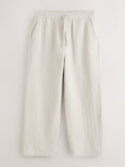 Ecru Honeycomb Baggy Fit 100% Cotton Trousers With Elasticated Waist - Image 1 of 3