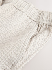 Ecru Honeycomb Baggy Fit 100% Cotton Trousers With Elasticated Waist - Image 2 of 3