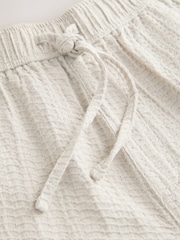 Ecru Honeycomb Baggy Fit 100% Cotton Trousers With Elasticated Waist - Image 3 of 3