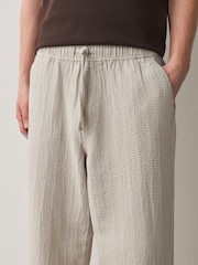 Ecru Honeycomb - 100% Cotton Trousers With Elasticated Waist - 圖片 6/9