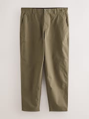 Khaki Green Relaxed Tapered Fit Cotton Rich Summerweight Seersucker Textured Trousers With Stretch - Image 6 of 9