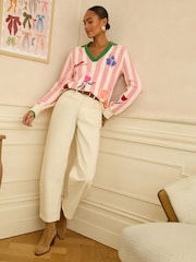 Love & Roses Embroidered Knitted Collard Jumper - Imaginea 3 din 4