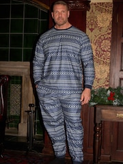 BadRhino Big & Tall Blue Fairisle Top & Bottom Fleece Set - Image 1 of 3