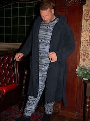 BadRhino Big & Tall Blue Fairisle Top & Bottom Fleece Set - Image 2 of 3