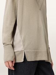 AllSaints Grey Bern Panel V-Neck Jumper - Image 4 of 9