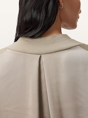 AllSaints Grey Bern Panel V-Neck Jumper - Image 6 of 9