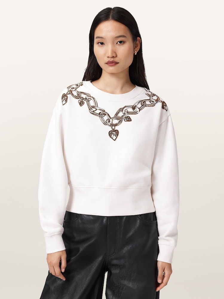 AllSaints White Drip Separo Sweatshirt - Image 1 of 7