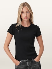 AllSaints Black Gia Short Sleeve T-Shirt - Image 1 of 7