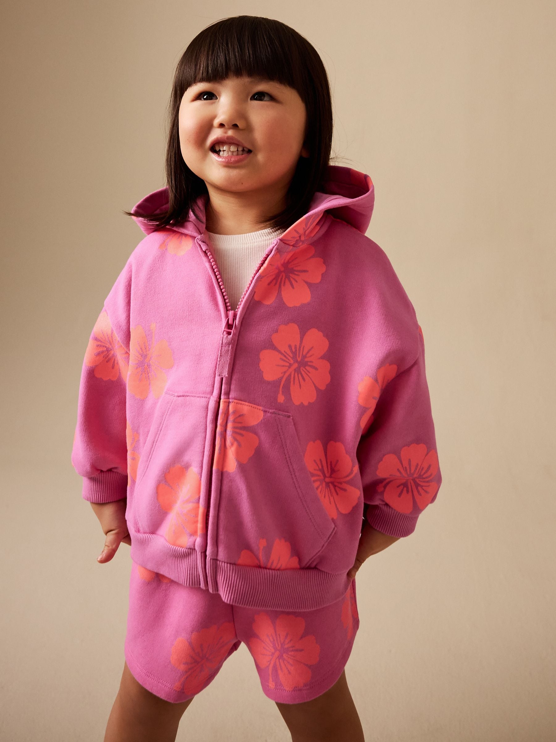Buy Pink Flowers Zip Through Hoodie (3mths-7yrs) from the Next UK