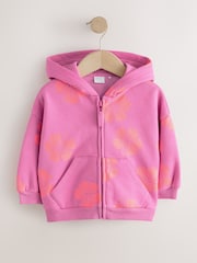 Pink Flowers Zip Through Hoodie (3mths-7yrs) - Image 1 of 4