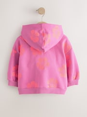 Pink Flowers Zip Through Hoodie (3mths-7yrs) - Image 2 of 4