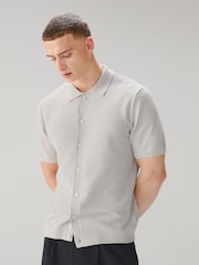 Navy Blue/Grey Textured Knitted Shirts 2 Pack - Image 2 of 11