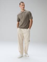 Bleu/marron - Textured Knitted Polo Shirts 2 Pack - Image 6 de 11