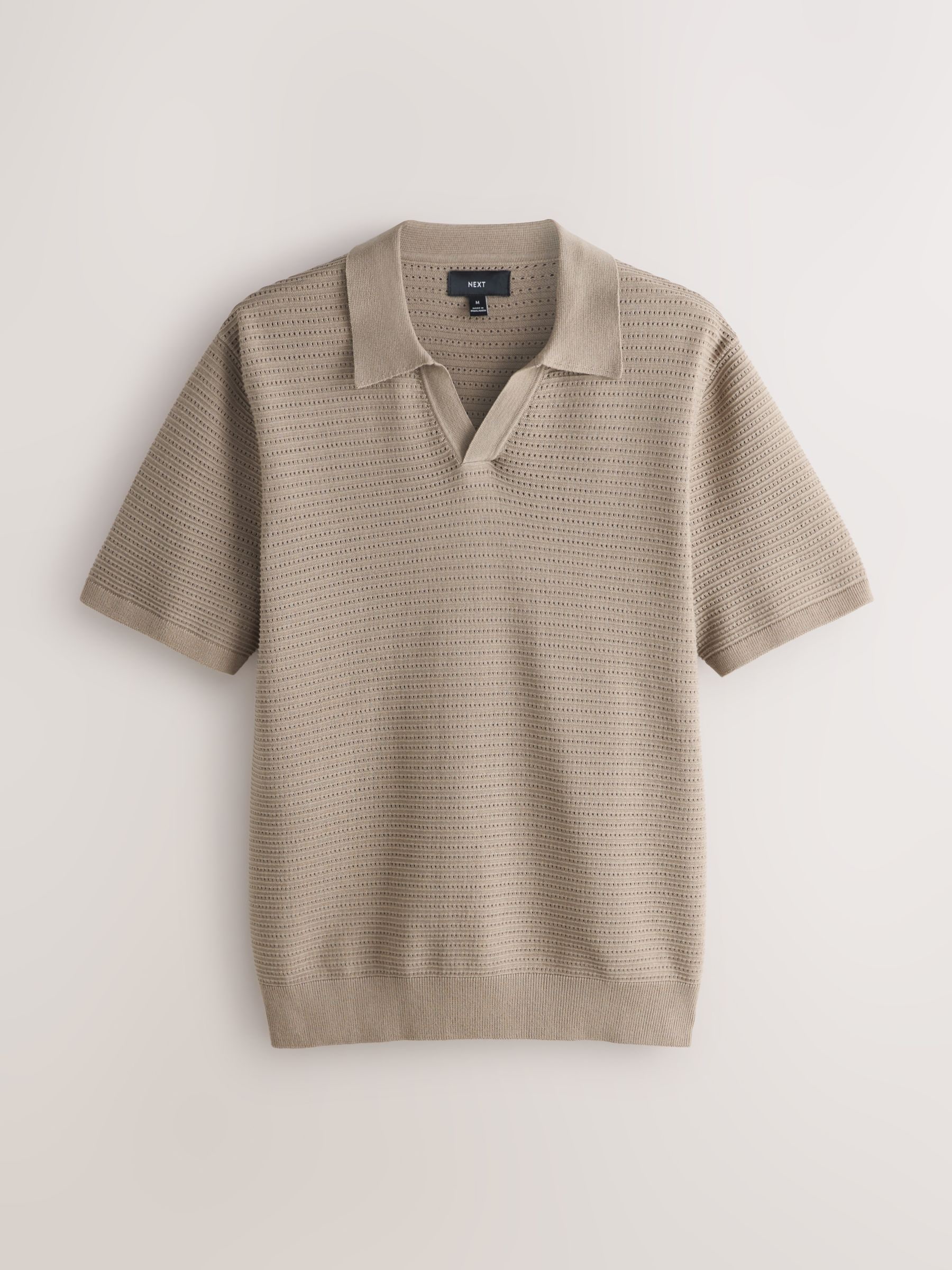 Buy Red/Neutral Trophy Neck 100% Cotton Textured Knitted Polo
