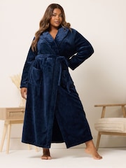 Yours Curve Blue Super Luxe Shawl Maxi Robe - Image 1 of 5