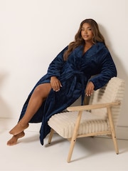 Yours Curve Blue Super Luxe Shawl Maxi Robe - Image 2 of 5