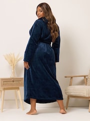 Yours Curve Blue Super Luxe Shawl Maxi Robe - Image 3 of 5