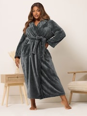 Yours Curve Grey Super Luxe Shawl Maxi Robe - Image 1 of 5