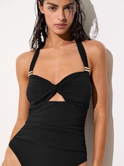 Reiss Black Marta Cut-Out Halter-Neck Swimsuit - Image 4 of 6