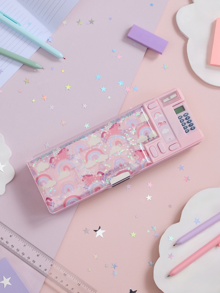 Pink Sparkle Rainbows and Unicorn Pop Out Pencil Case - Image 2 of 6