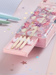 Pink Sparkle Rainbows and Unicorn Pop Out Pencil Case - Image 3 of 6