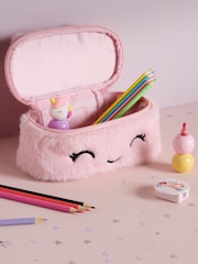 Pink Soft Fluffy Unicorn Filled Pencil Case - Image 2 of 3